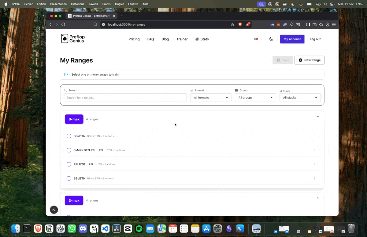 Éditeur de ranges préflop